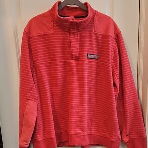 Vineyard Vines Men's Coral Striped Zip-Up Sweater